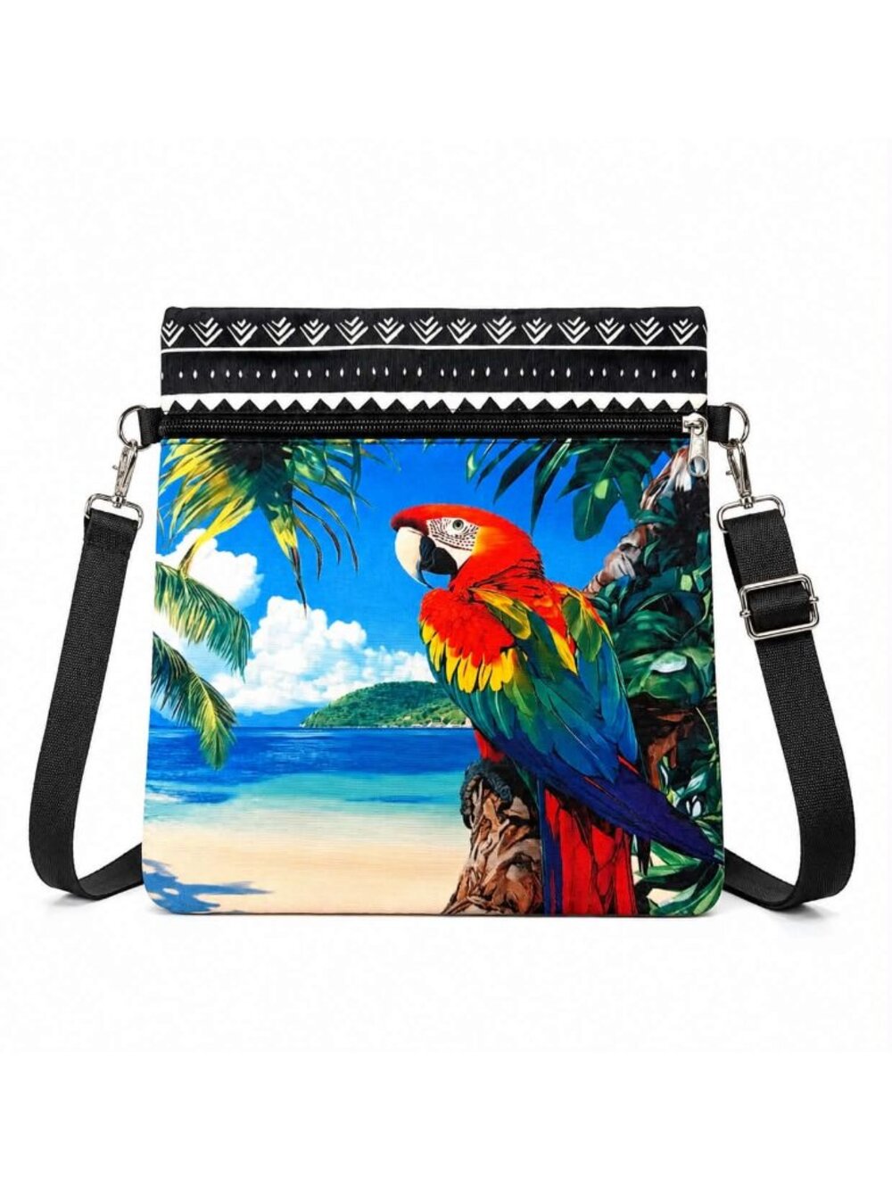 Tropical Macaw Crossbody Bag Adjustable Strap